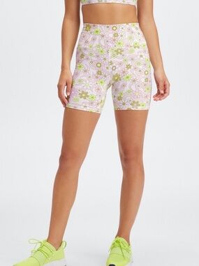 Fabletics Pastel Pink Floral High-Rise Bike Shorts